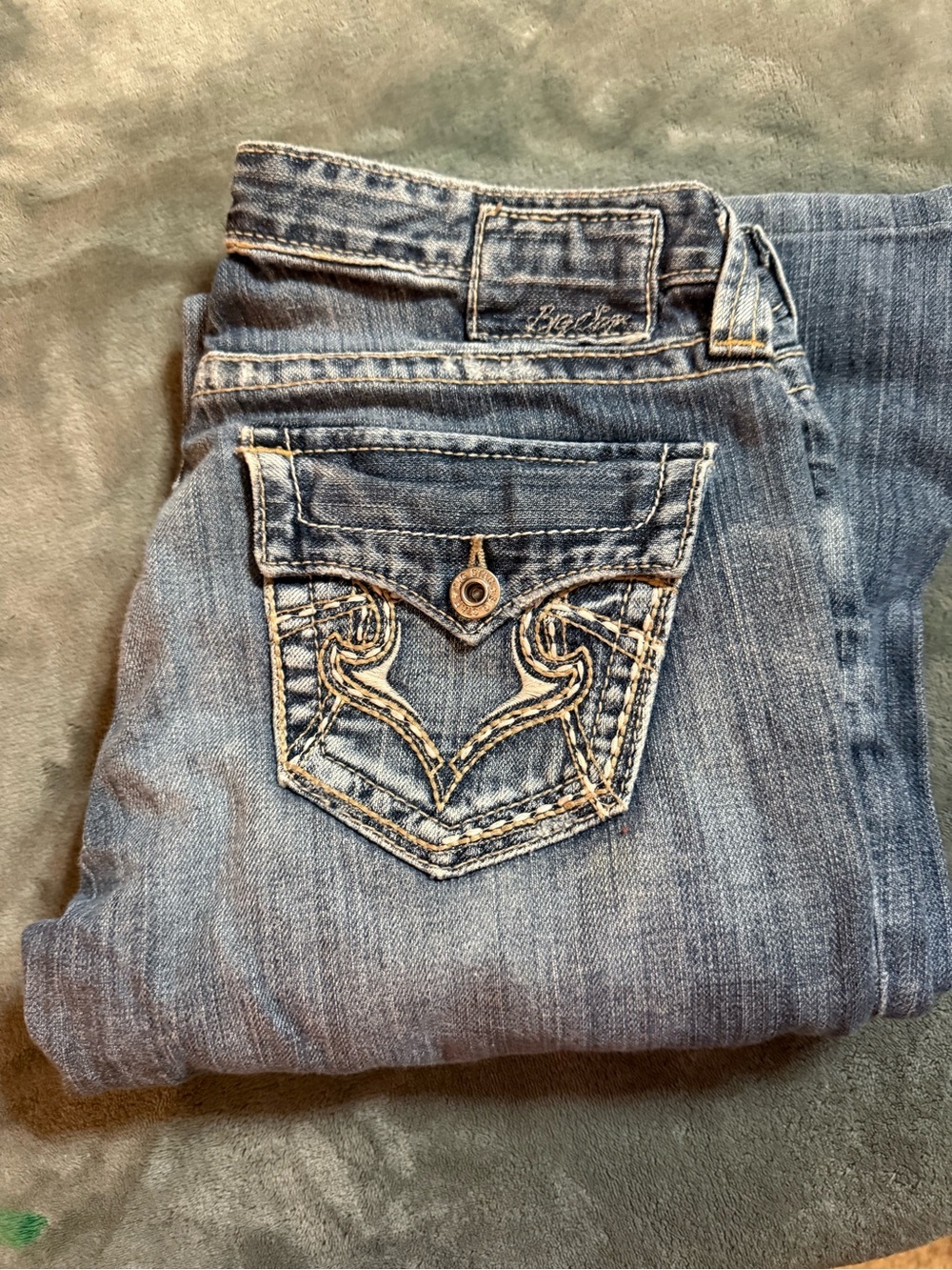 Buckle Women’s Light Blue Bootcut Jeans with Embroidered Back Flap